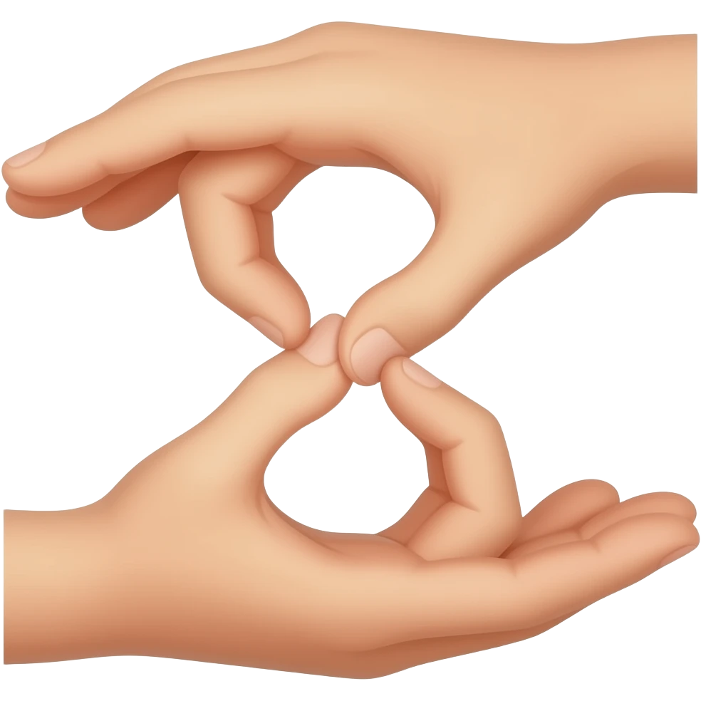 Two hands one on top of the other that form an S which both form a C on its own emoji