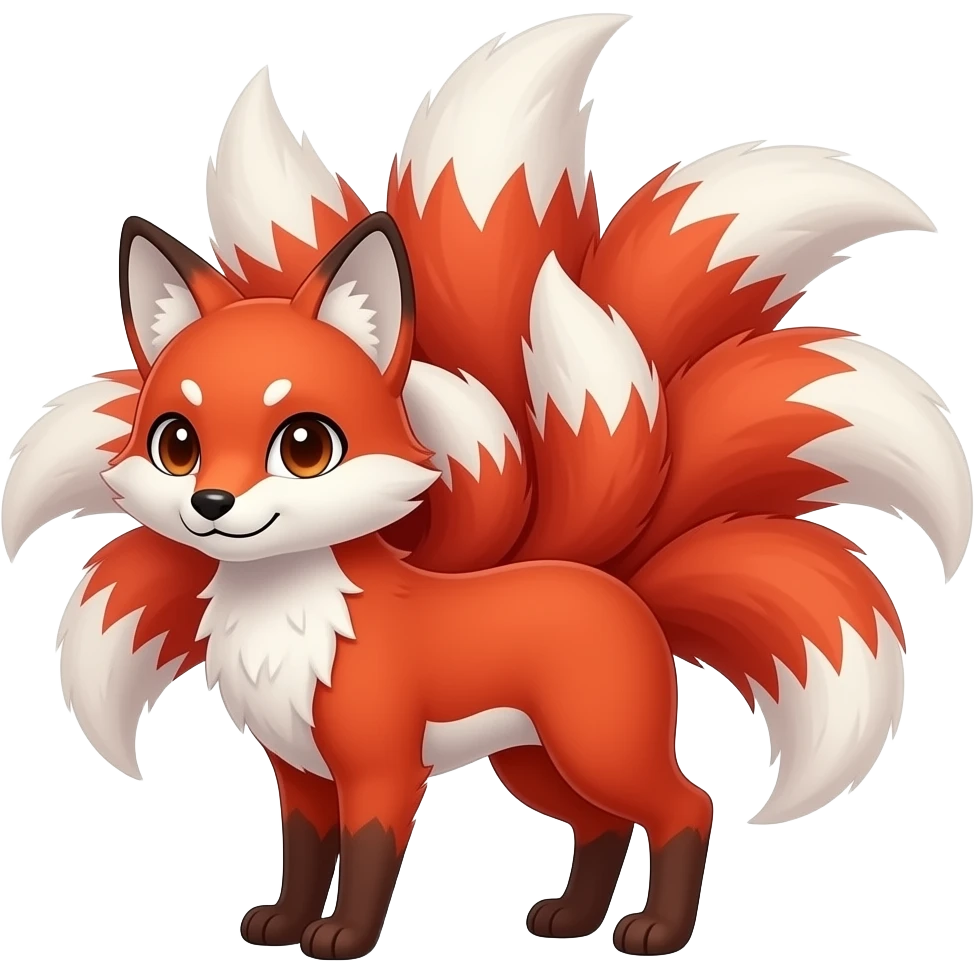 red and white nine tailed fox in a sakura tree emoji