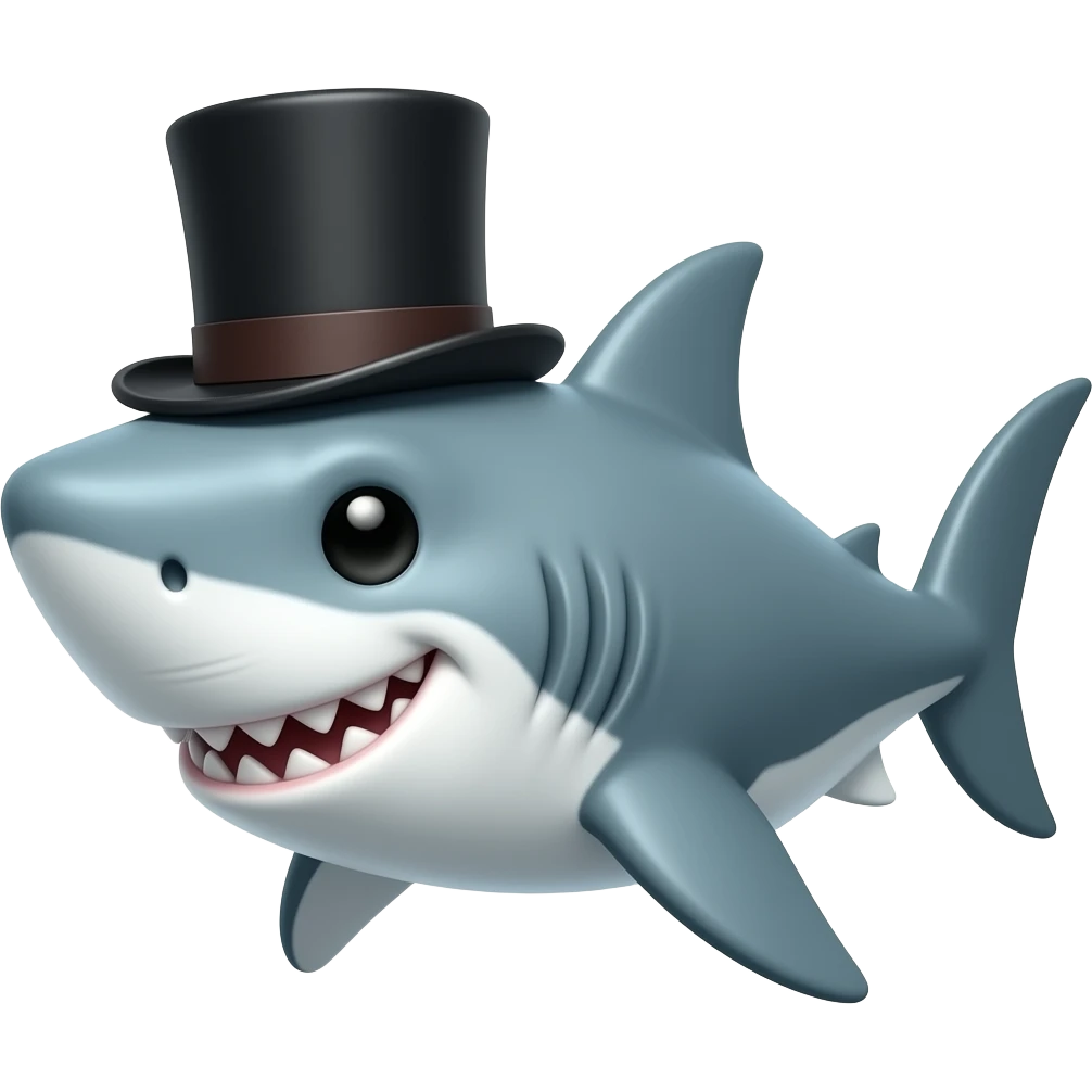 Shark with a top hat emoji