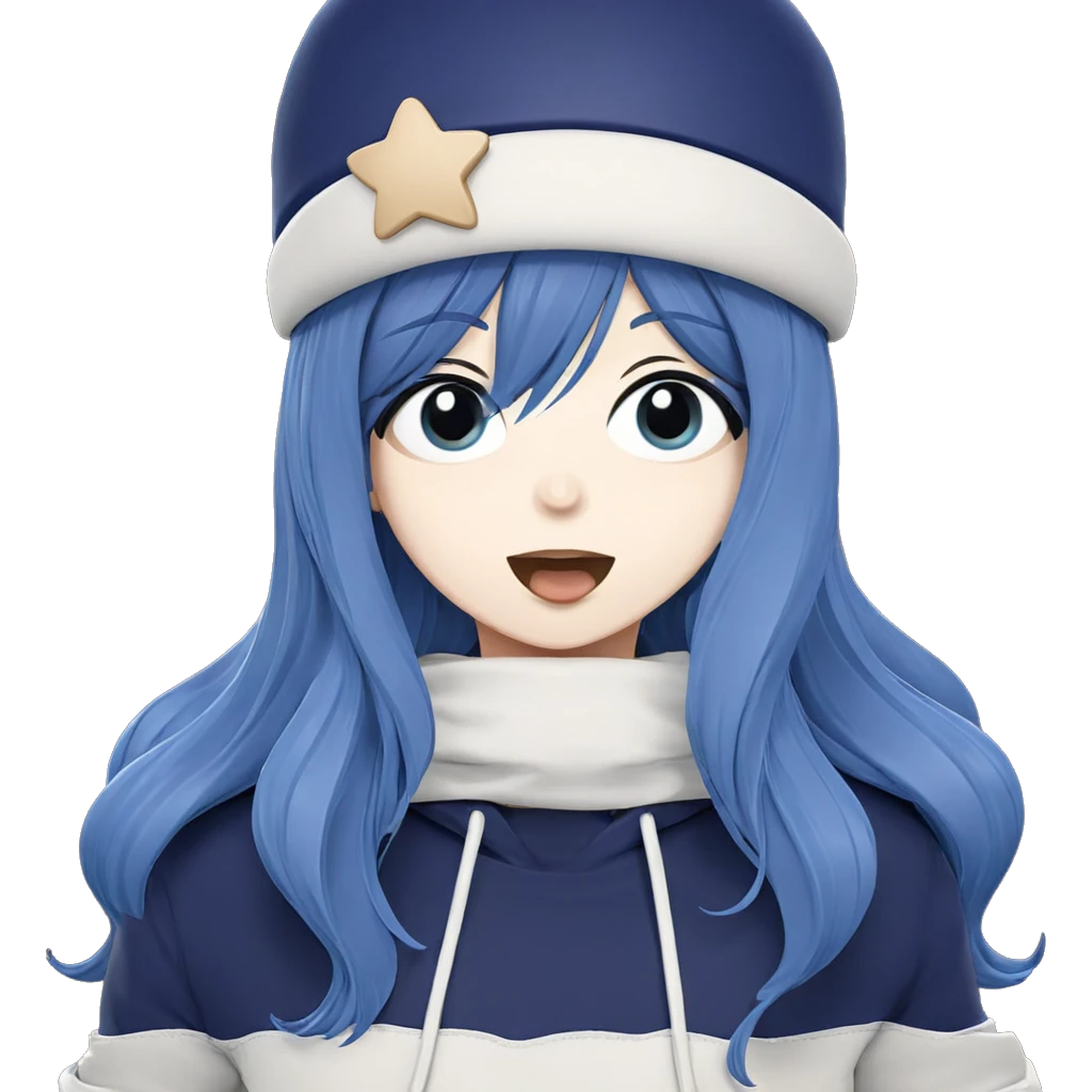 happy girl in blue hat emoji