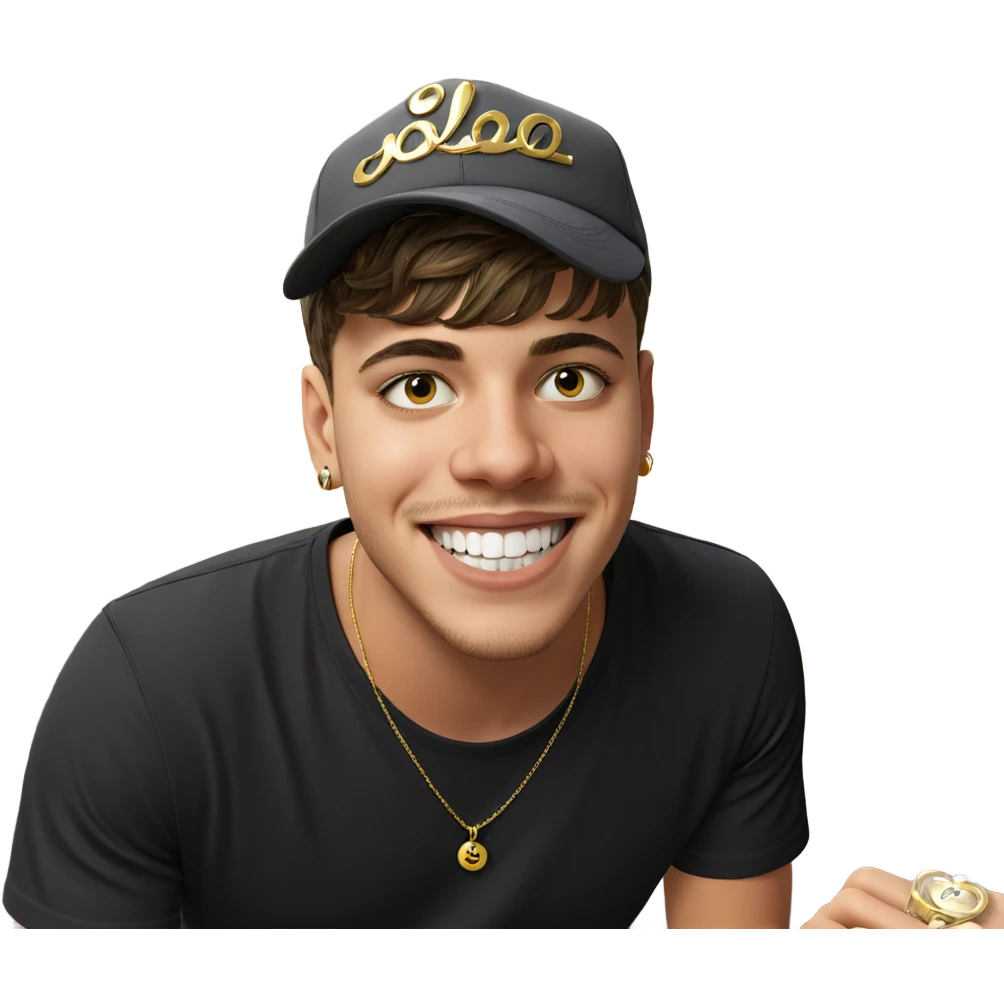 smiling boy with jewelry indoors emoji