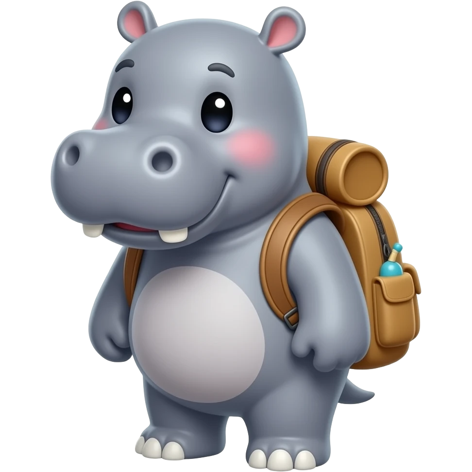 cute hippo with BackPack emoji