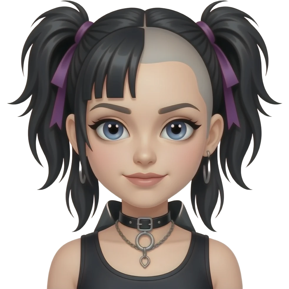 Goth girl with half shaved head emoji