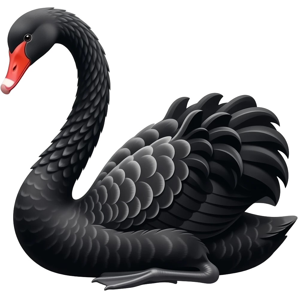 Black swan sitting with large wings emoji