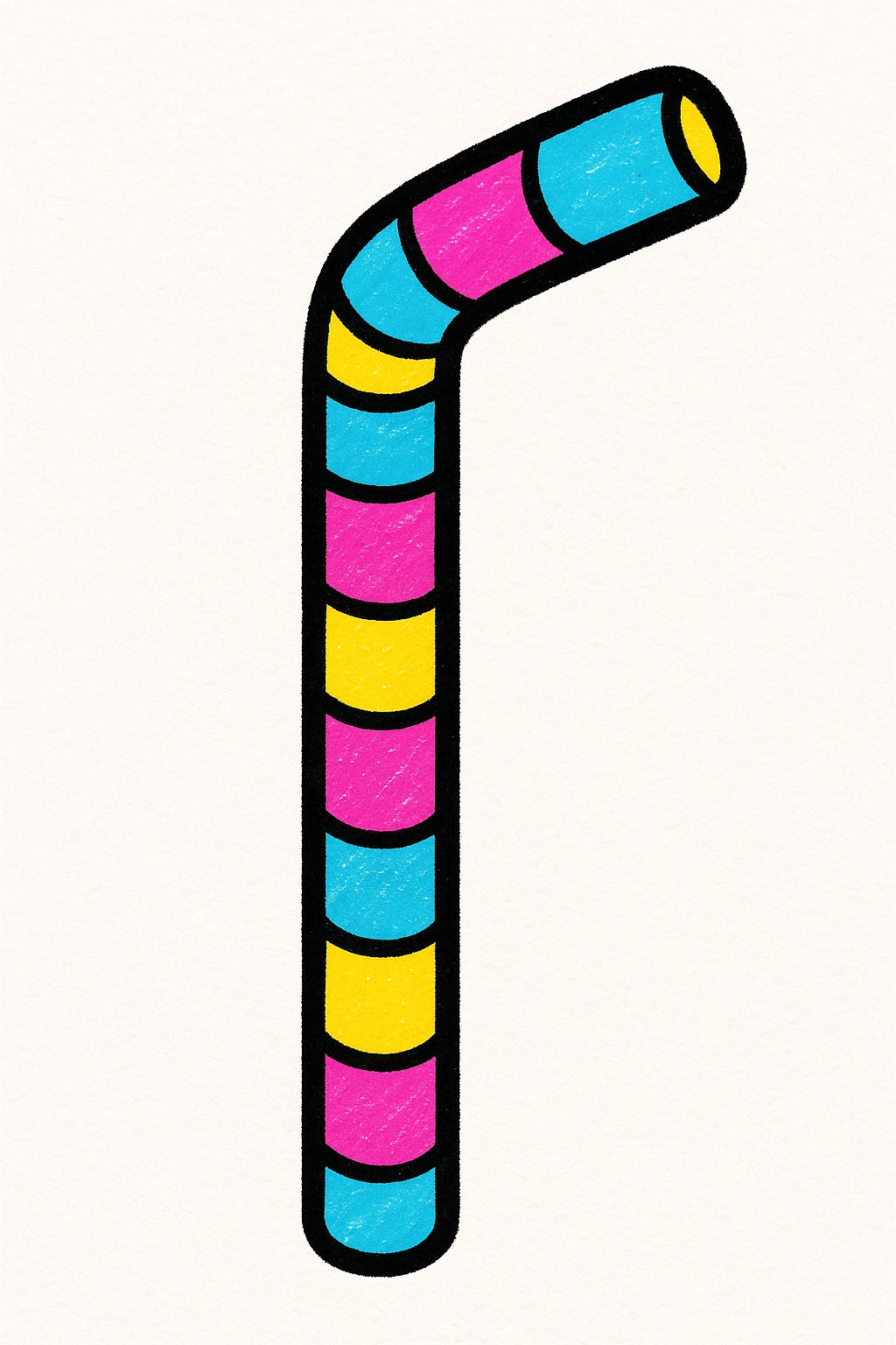 playful, simple, clear subject bendy striped straw with stripes, vibrant and pop colors emoji