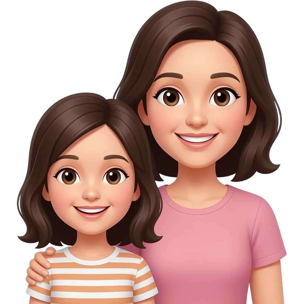 Mum and daughter smiling emoji