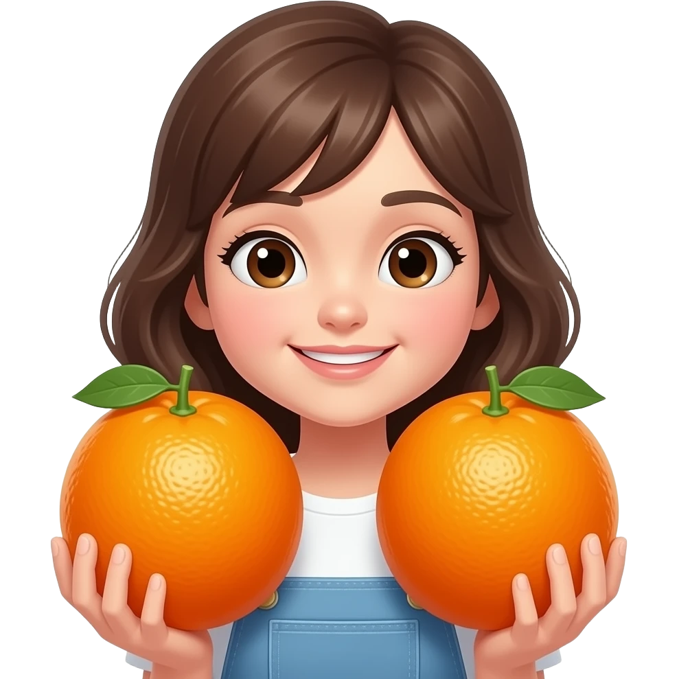 A girl with large oranges. emoji