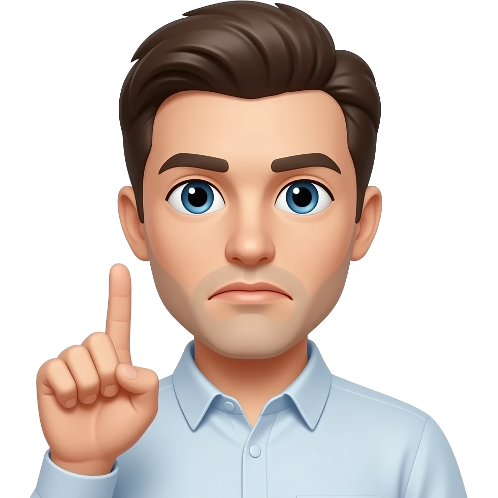 Holding up his right hand with his fore finger and middle finger split at his mouth emoji