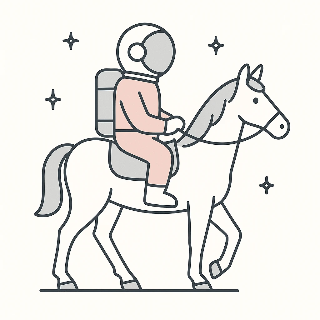 astronaut on horseback with stars in background emoji