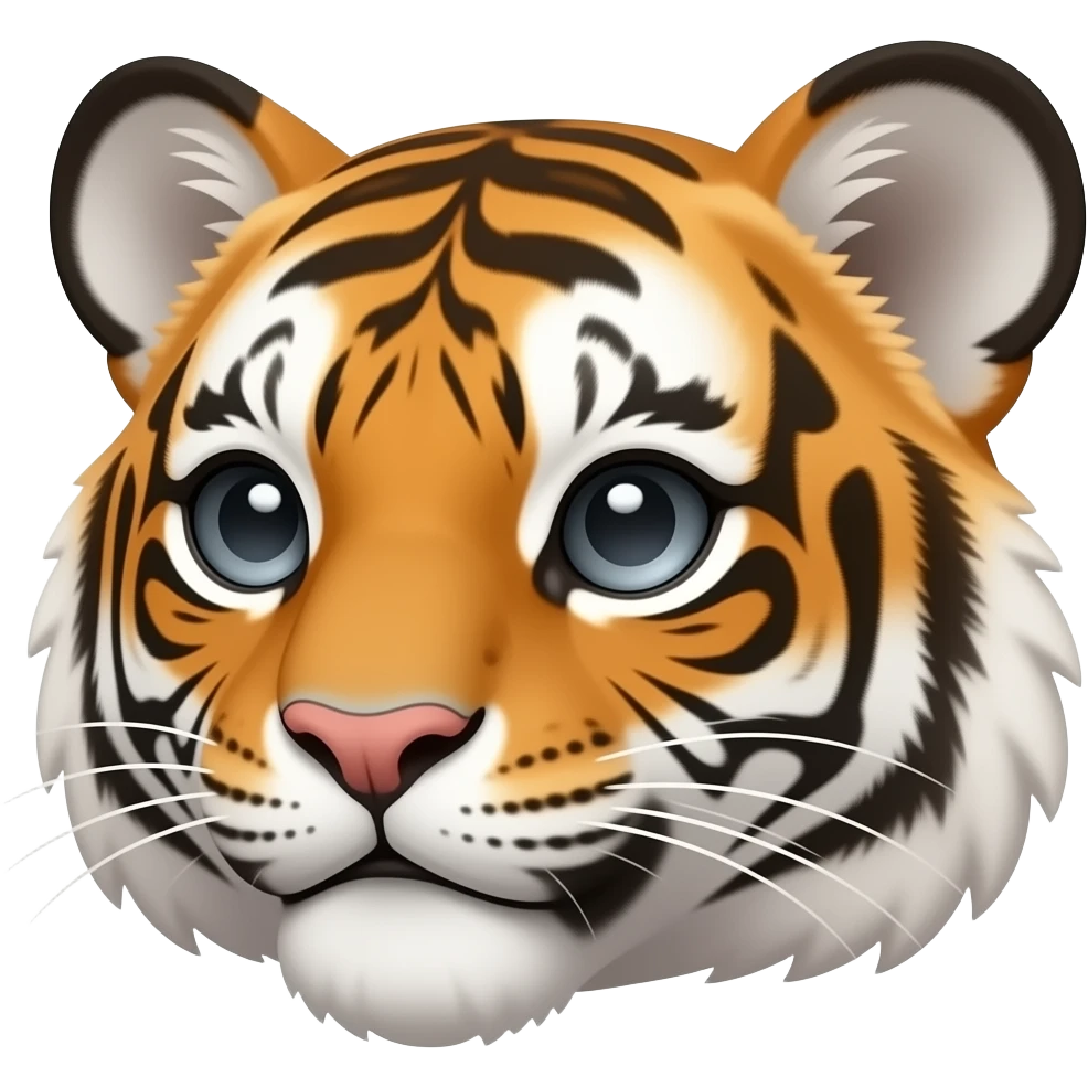 A little bit cute tiger head very realistic Turn sideways gray eyes emoji