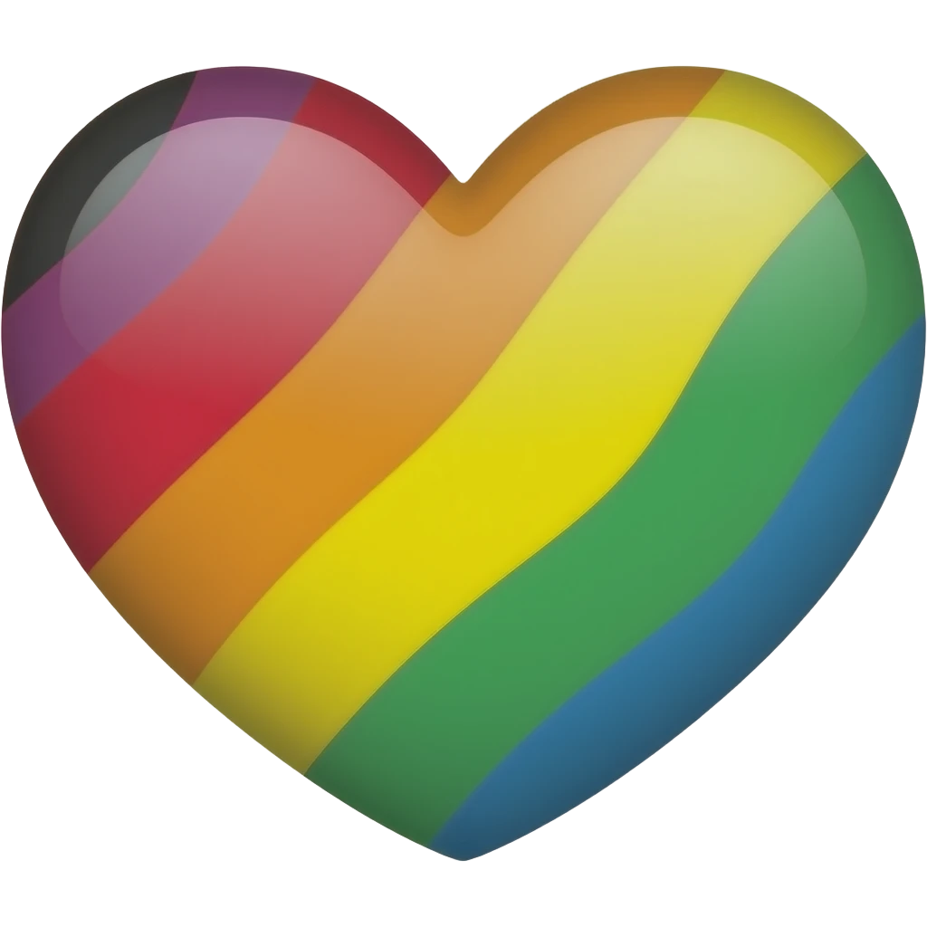 a red  orange, yellow, green blue purple pink black white heart emoji