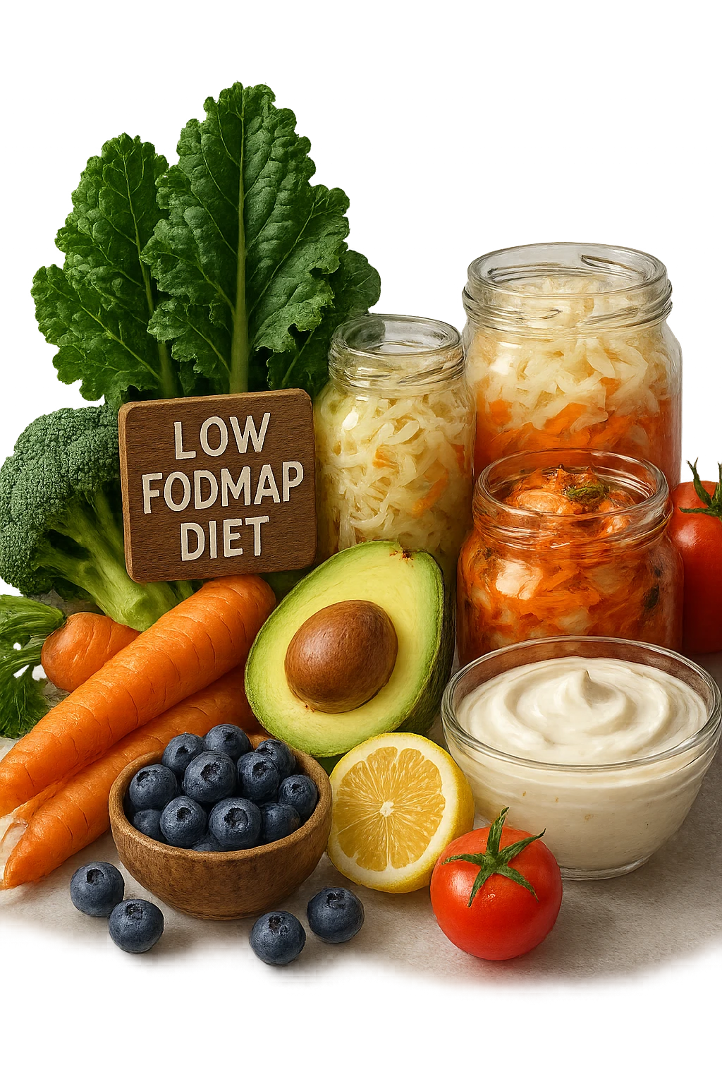 dieta low FODMAP + flora bilanciata, iperrealistica 4k emoji
