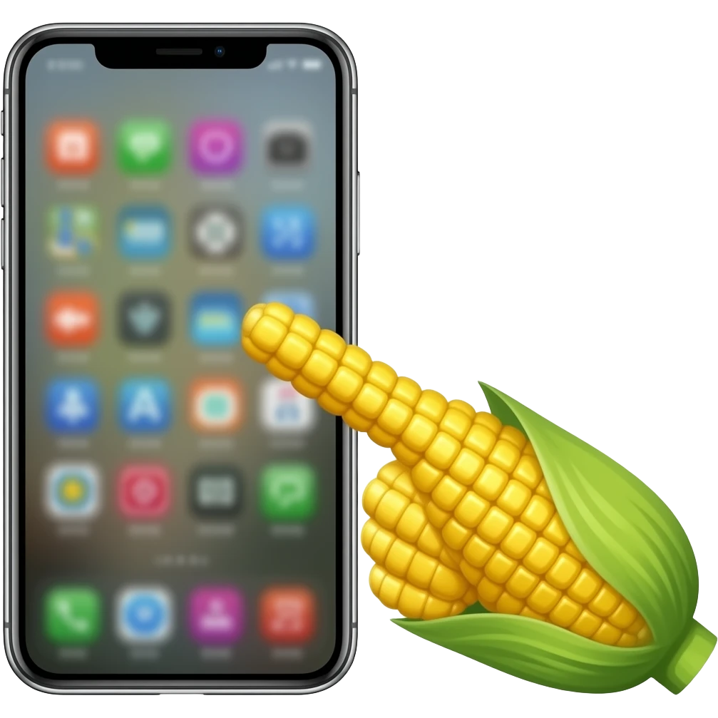 a ball made out of corn pointing at the screen iphone emoji