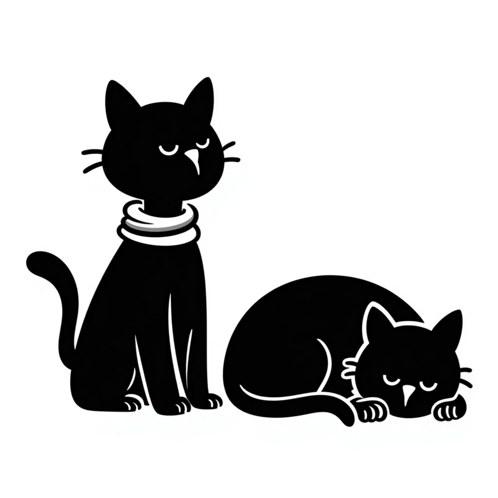two cats hand-drawn doodle style emoji