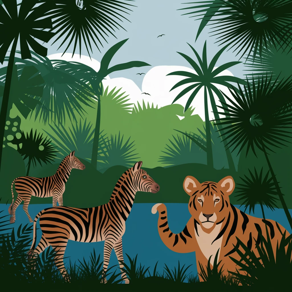 digital illustration of jungle safari emoji