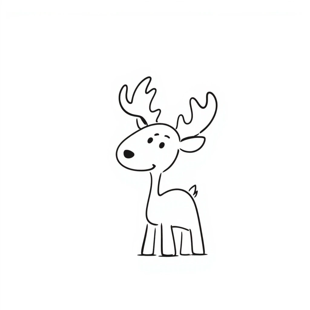 Hand drawn doodle style moose emoji