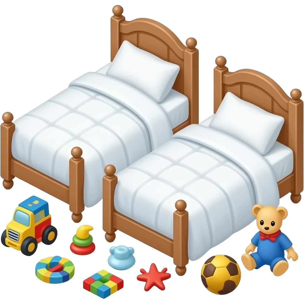 2 bed and toys white background emoji