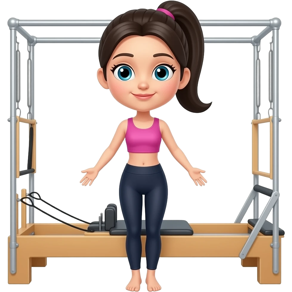 Pilates reformer girl with long black ponytail emoji