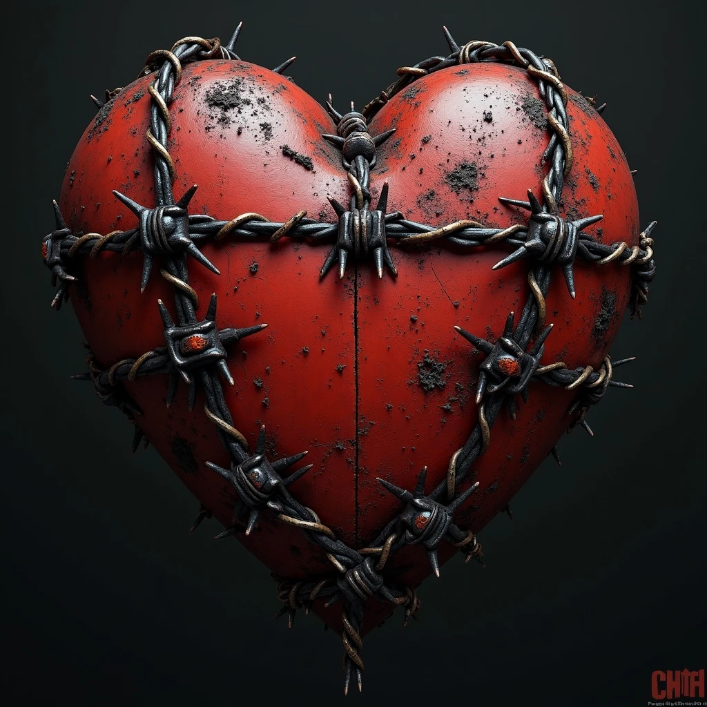 gothic heart with barbed wire emoji