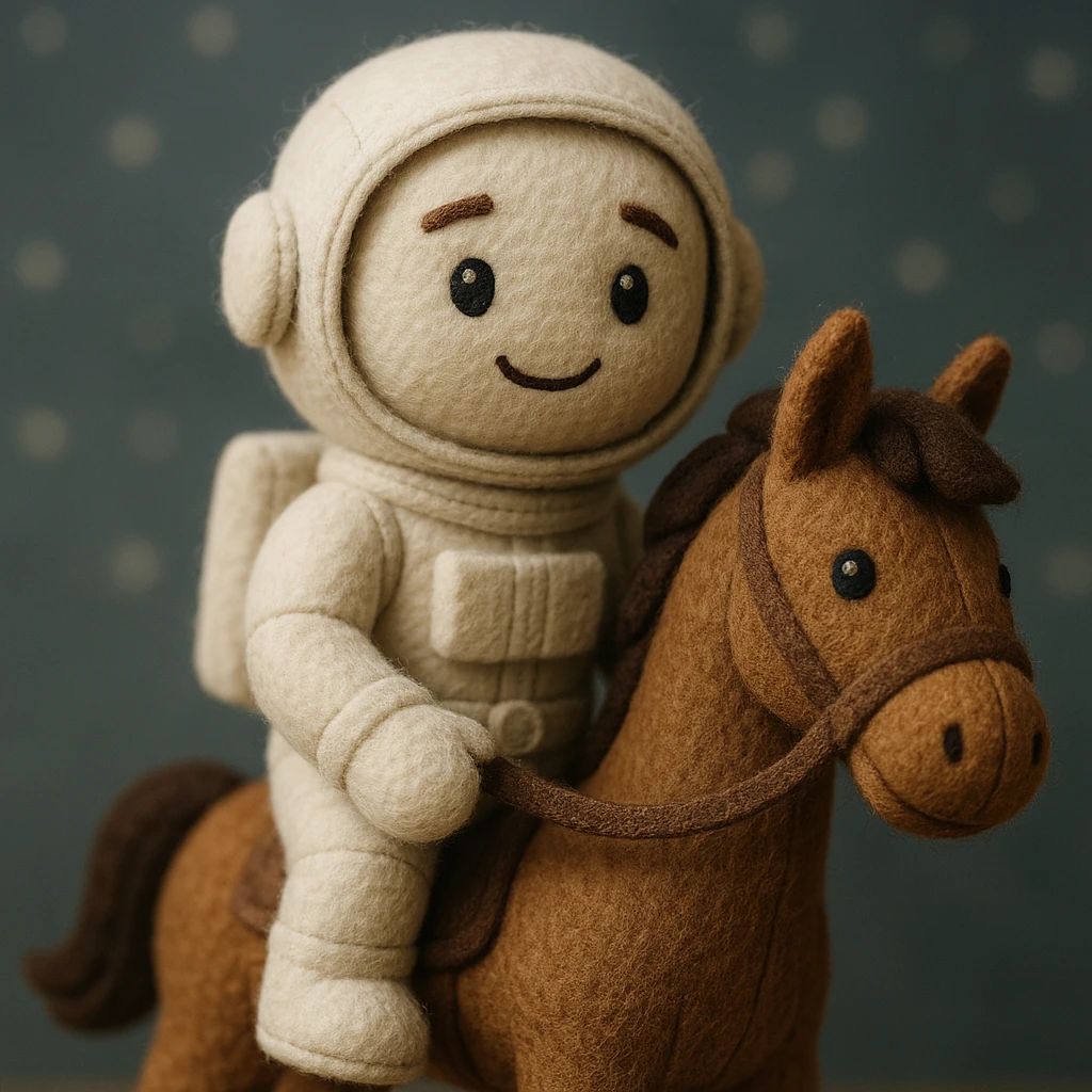 astronaut on horseback with stars in background emoji