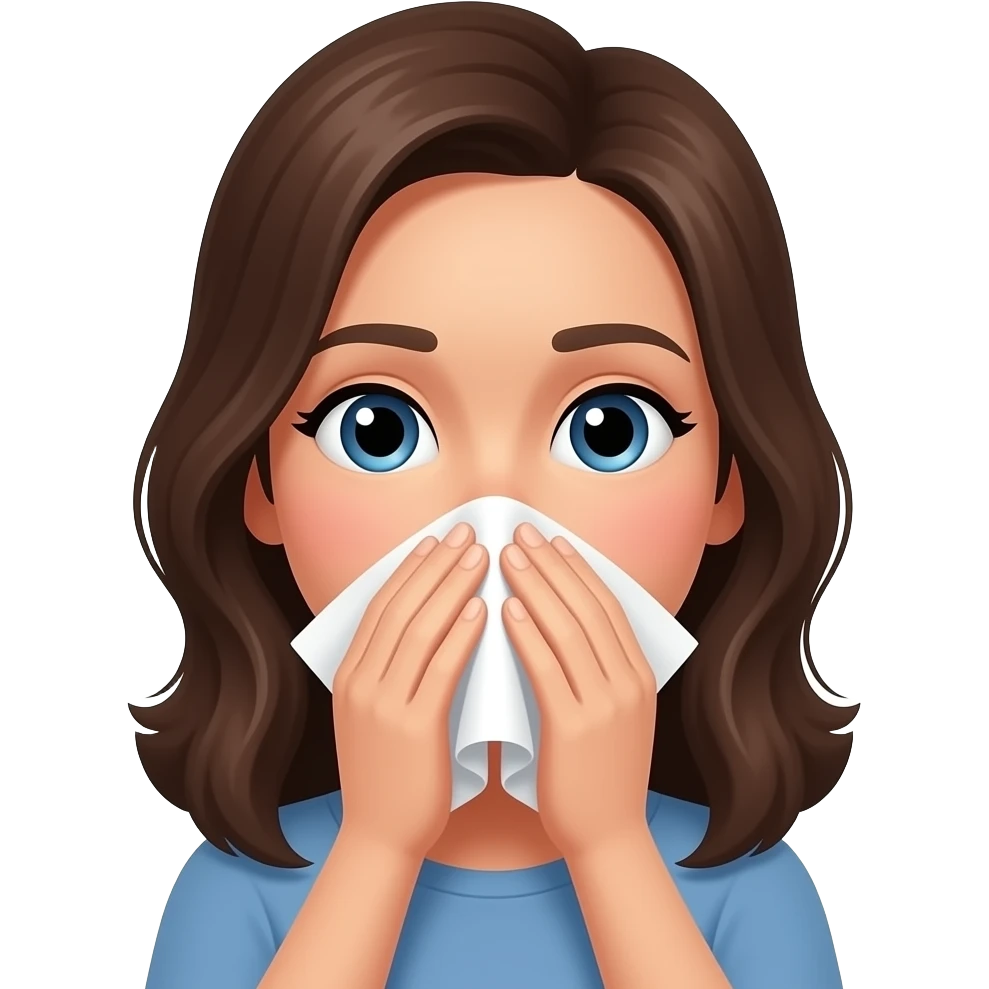 female blowing  nose emoji