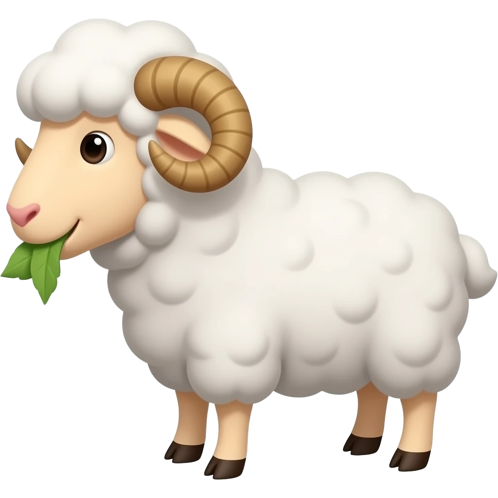 Cartoon ewe sheep eating emoji