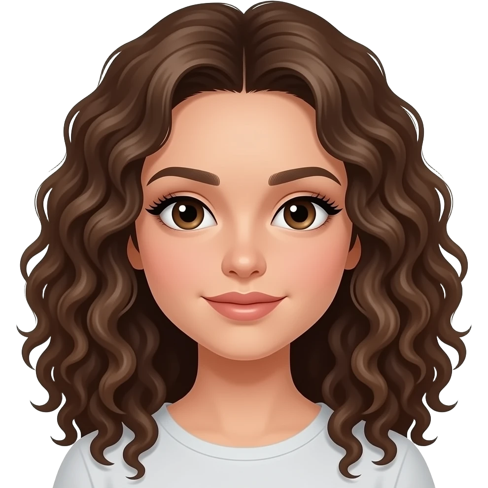 A gril whit Brown cruly hair and fake lashes emoji