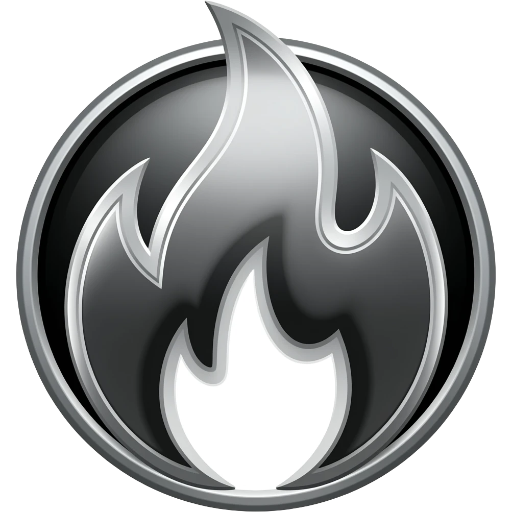 Black and chrome Kuwaii fire emoji emoji