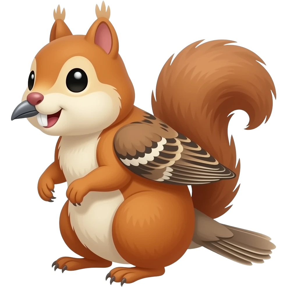 Chipmunk with a sparrow beak, sparrow wings emoji