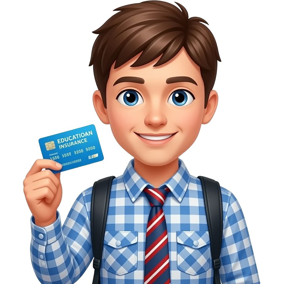 University brown hair boy with the University hayEducational insurance emoji