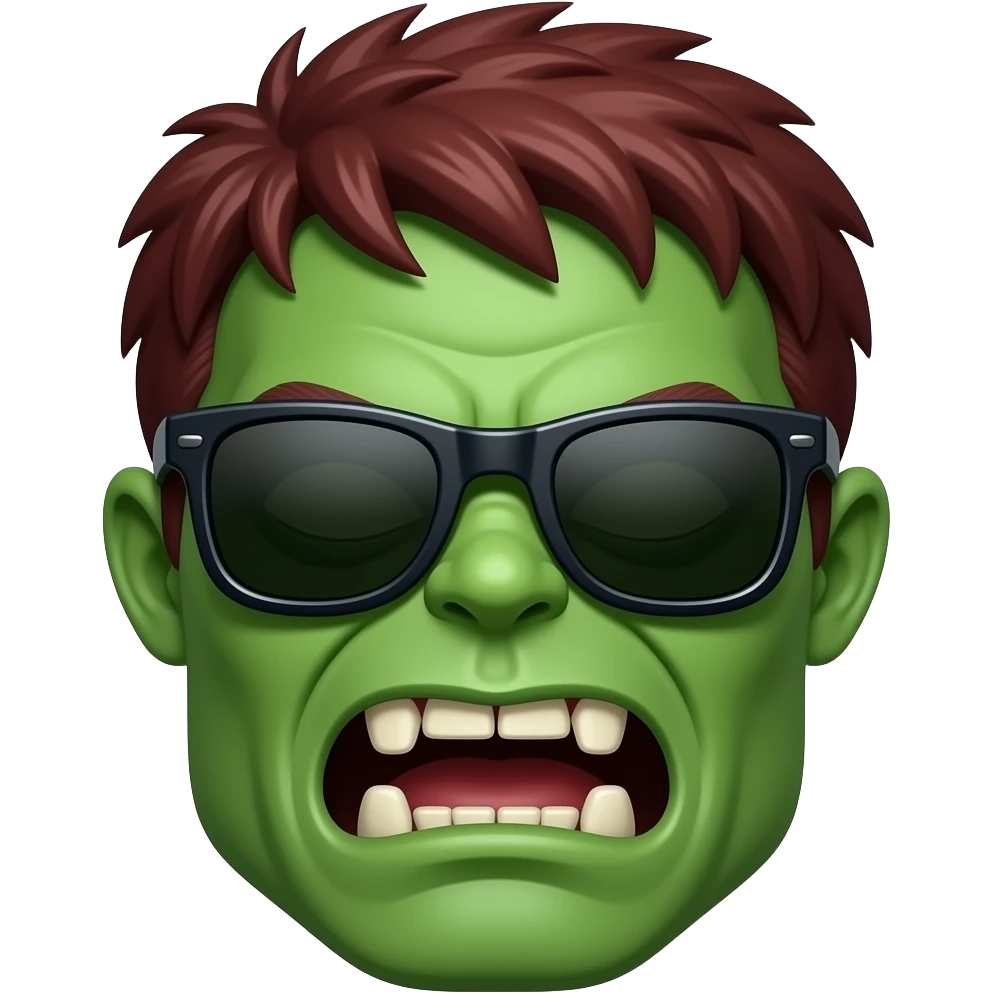 Zombie hulk with sun glasses and Red colour hairstyle face emoji