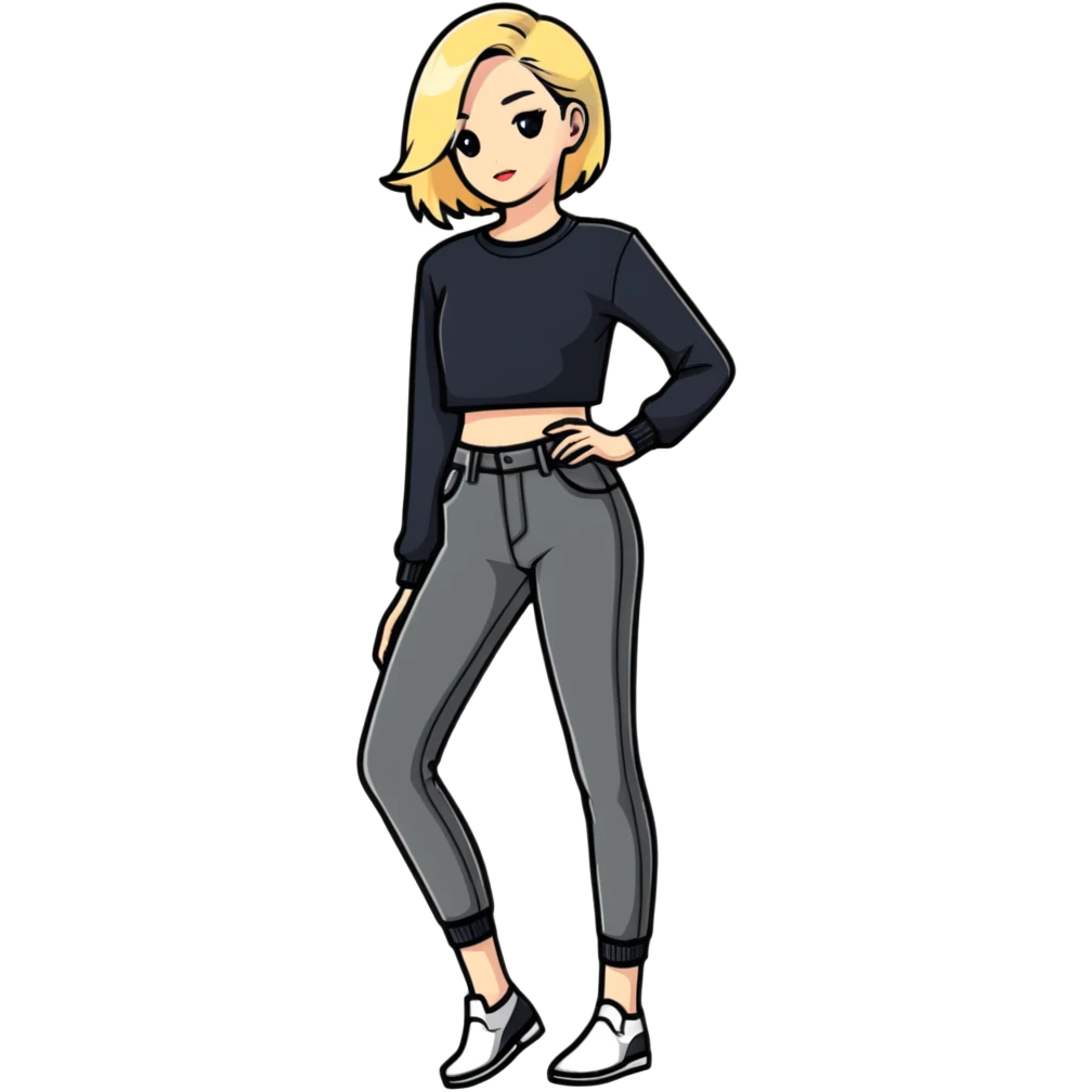 stylish blonde model in a fashionable full body pose emoji