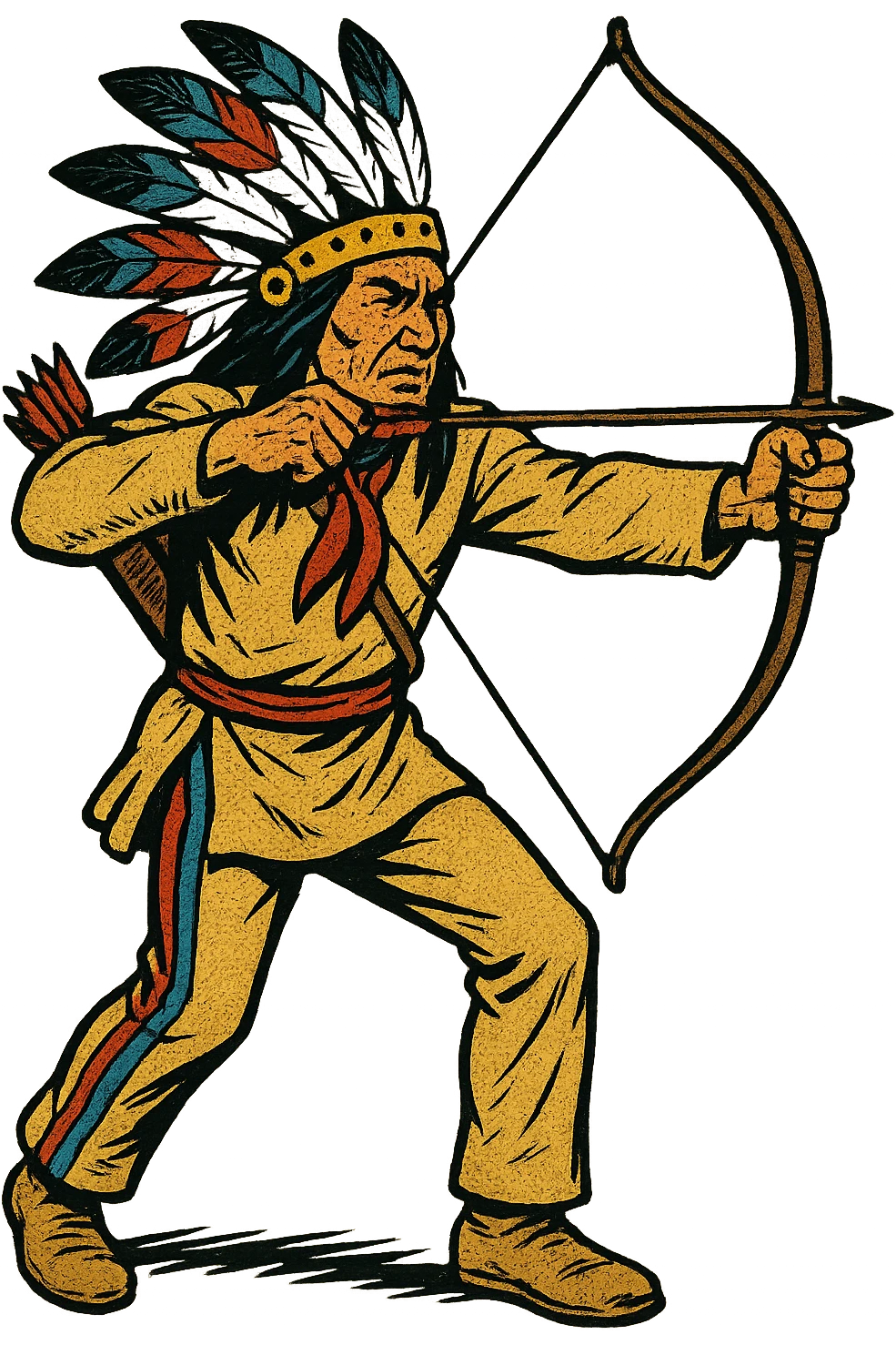 The full body of A native American chief with bow and arrow in the 1870s in the American West emoji