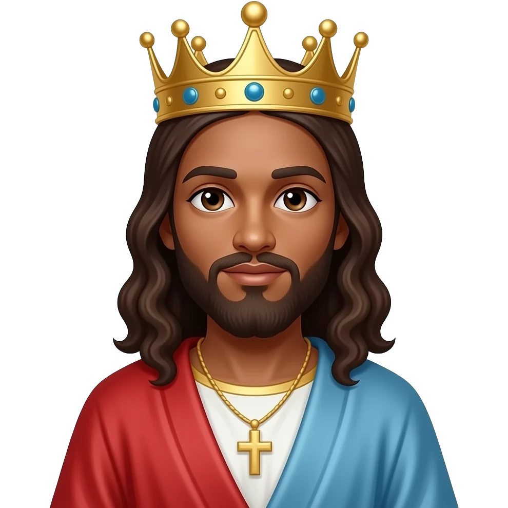 African American Jesus Christ wearing tunic and a crown on his head emoji