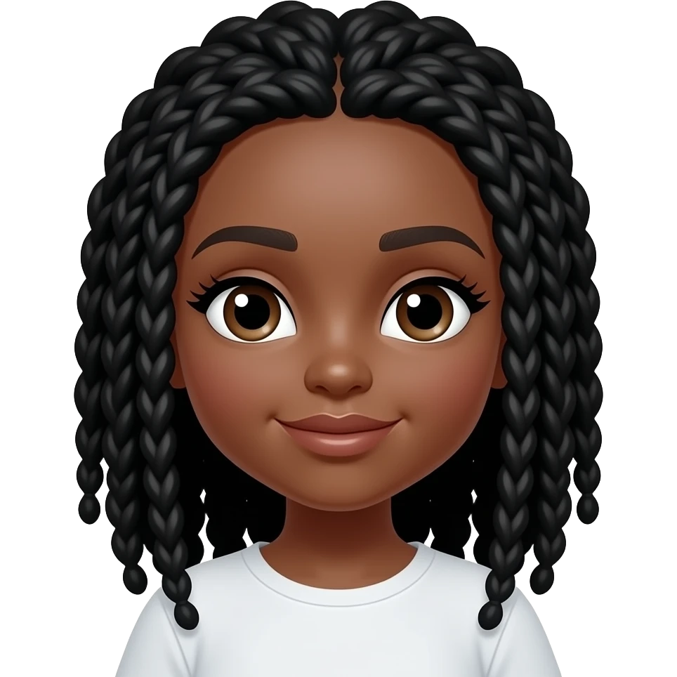 brown skin girl with cute black locs eyelashes emoji