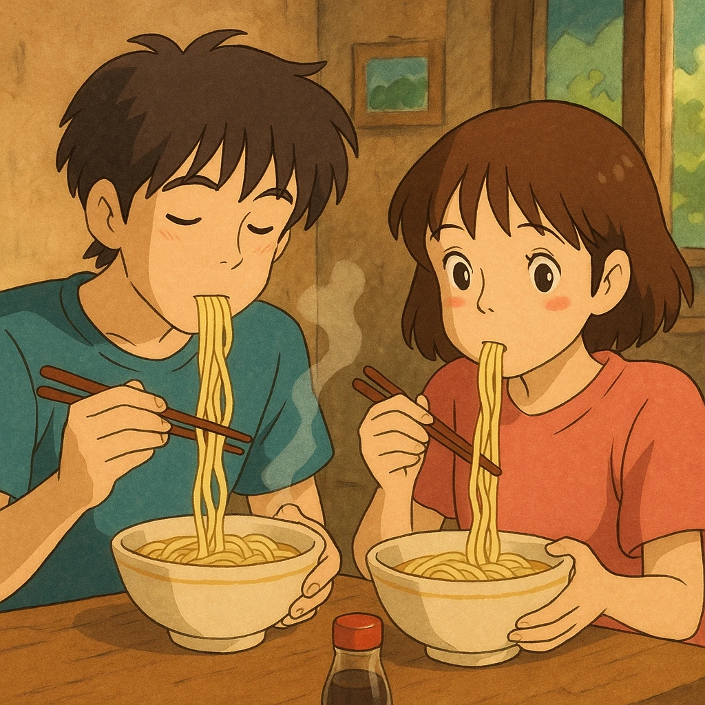 couple eating noodles emoji