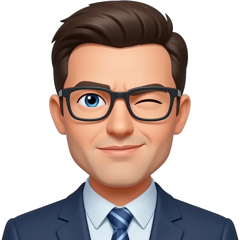 Make both his eyes squint with glasses on emoji