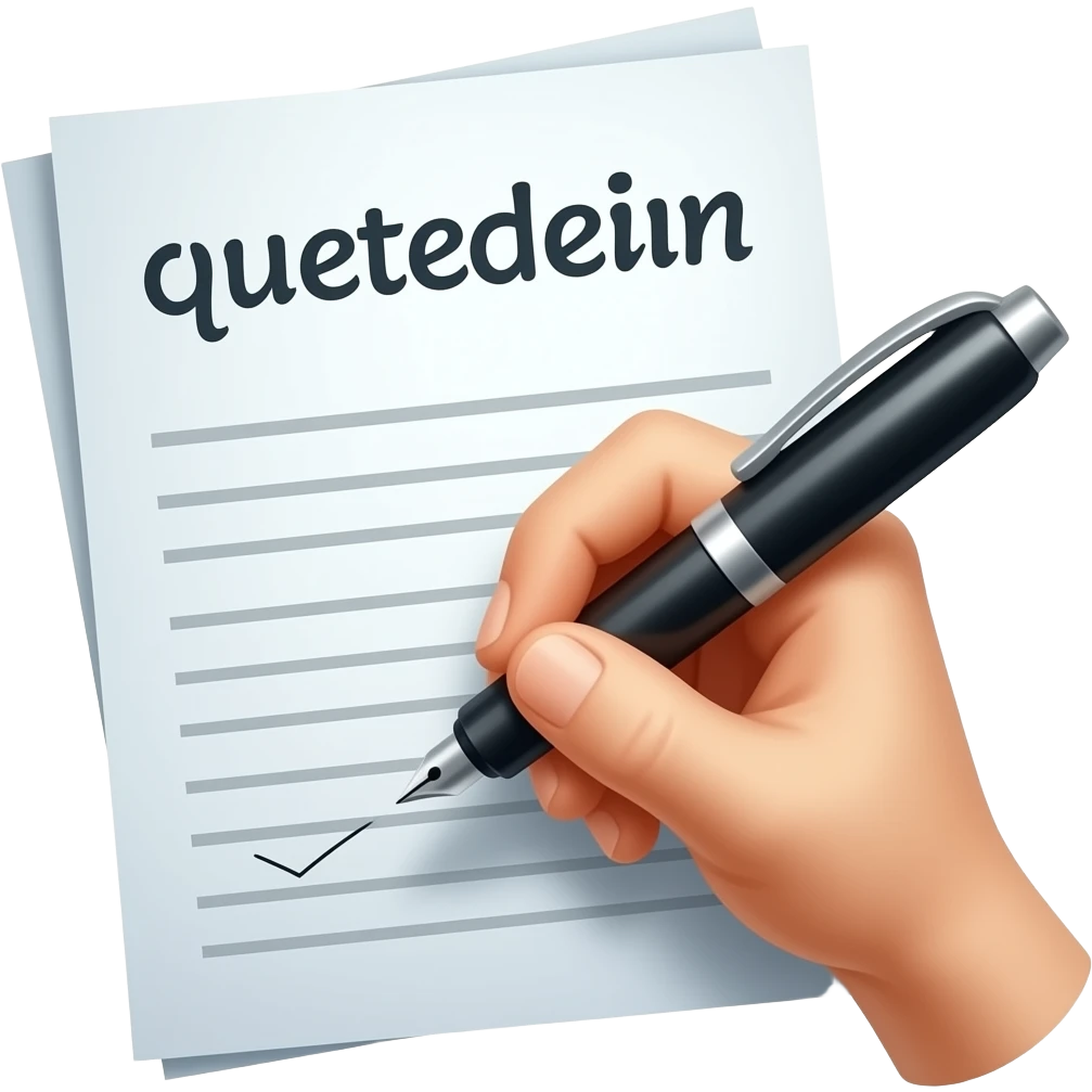 pen writing quotation on paper for policy. Quotation as header in english. Quotation not Quatation emoji
