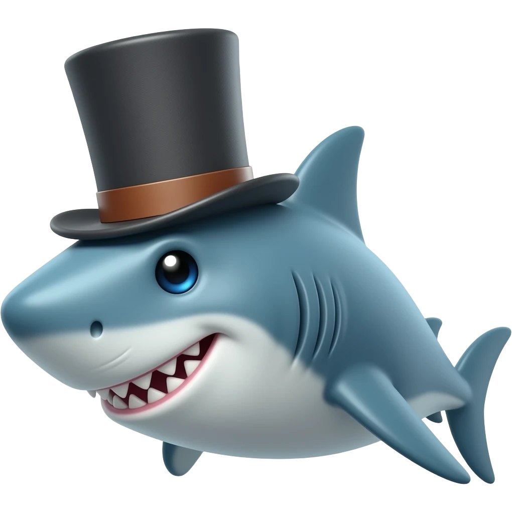 Shark with a top hat emoji