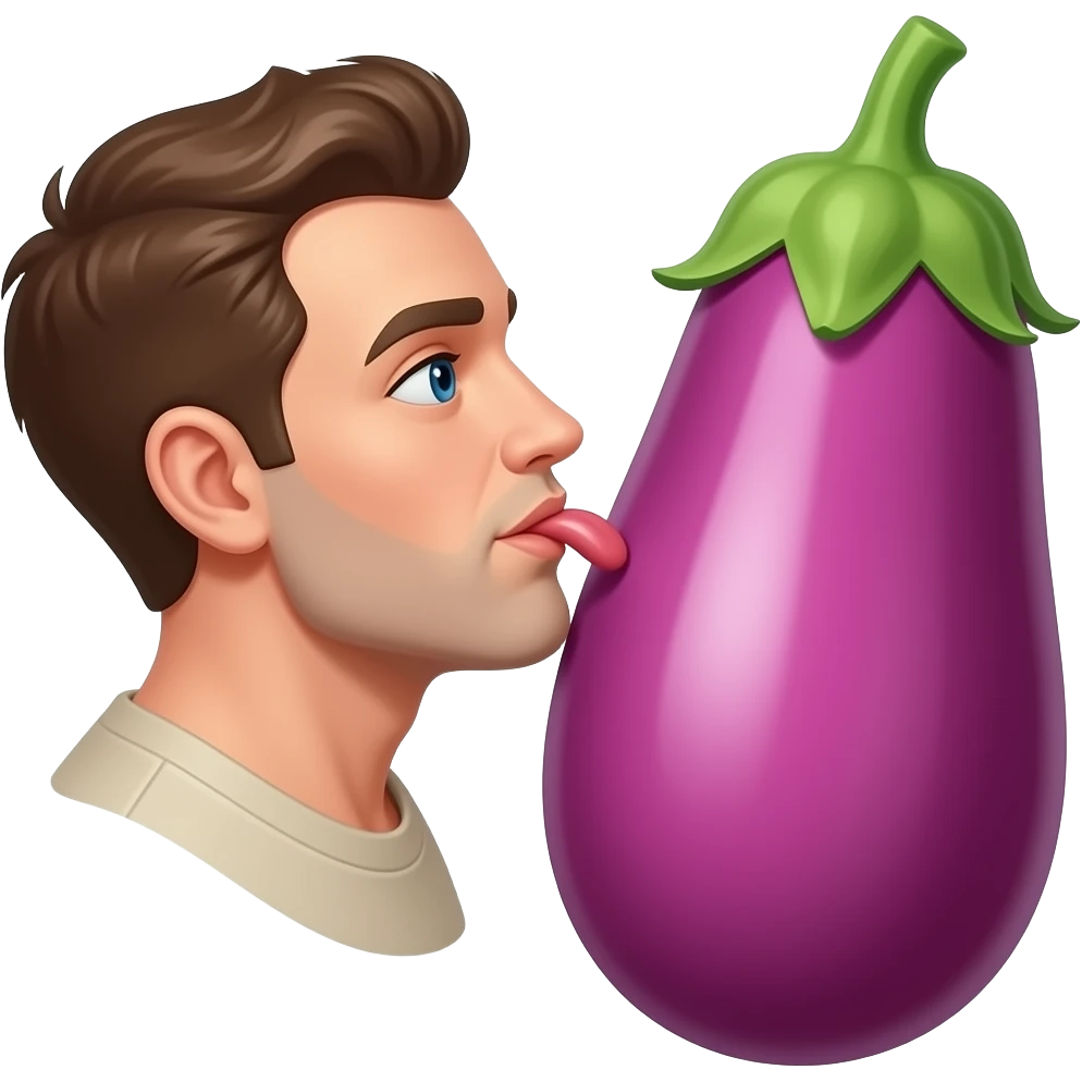 a white men sucking a men’s long egg plant beige and pink in the tip emoji