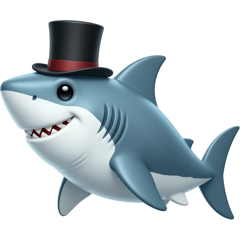 Shark with a top hat emoji