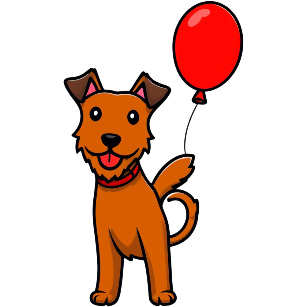 Irish terrier holding a balloon emoji