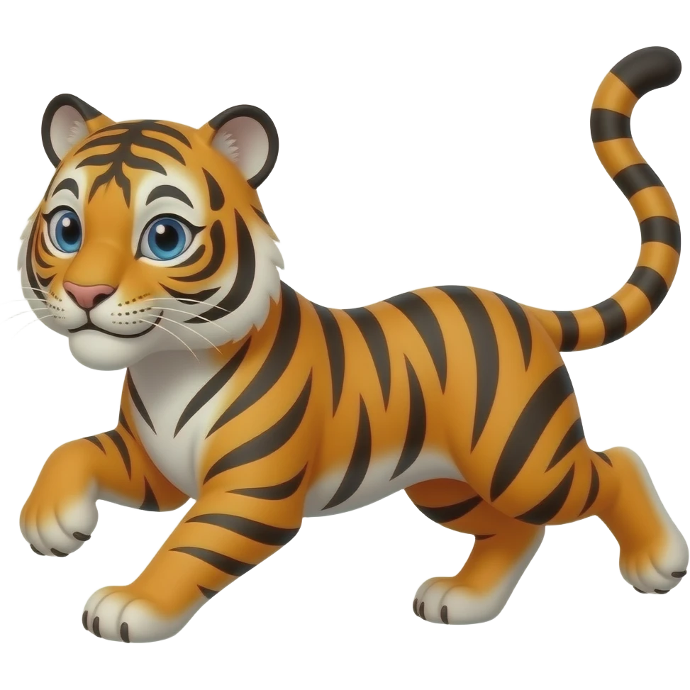 Cartoon tigeress running on fours emoji