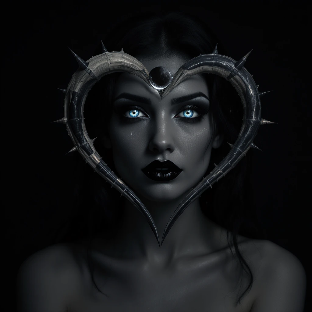 gothic heart with a dark moon and stars emoji