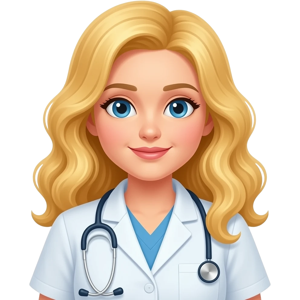 Blonde long curly hair as a phlebotomist emoji