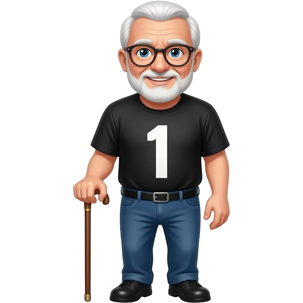 old elderly man with cane at stripclub with 1's emoji