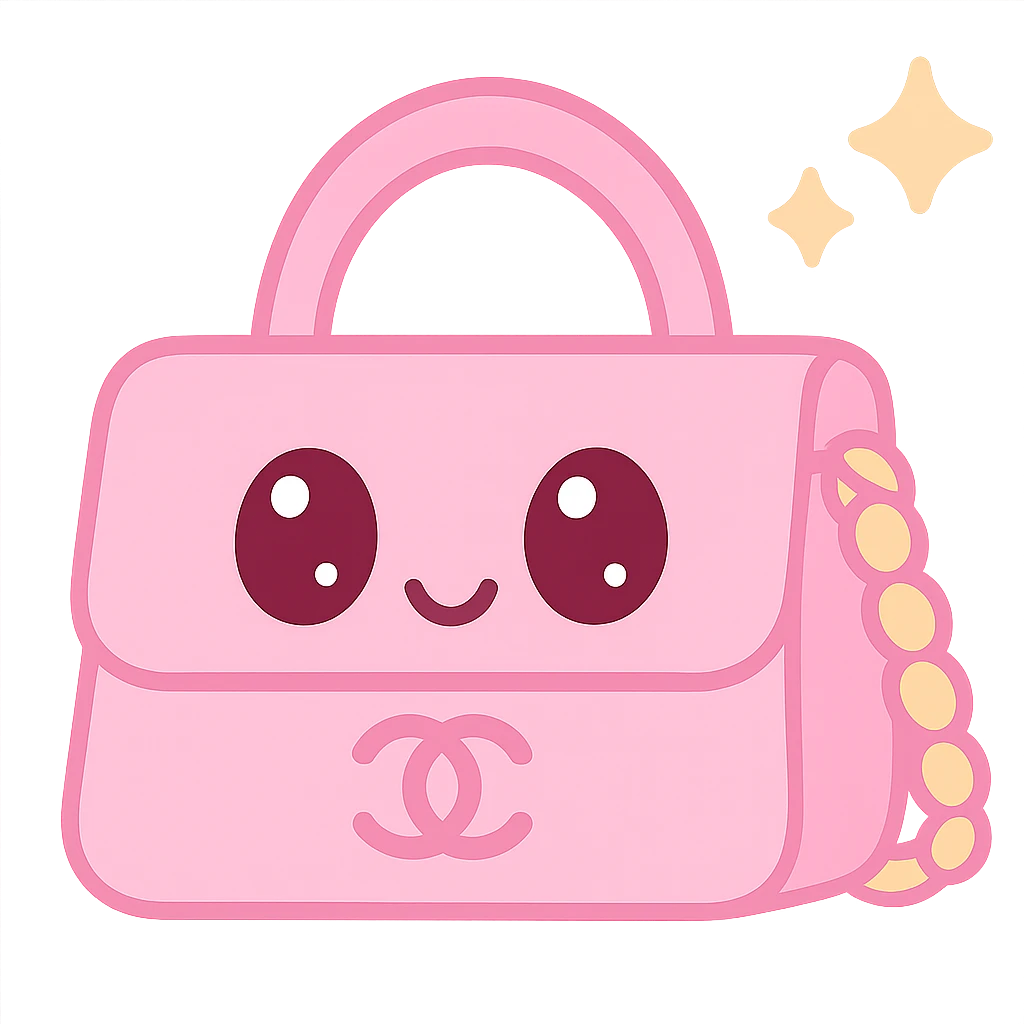 pink Chanel purse, cute and playful emoji