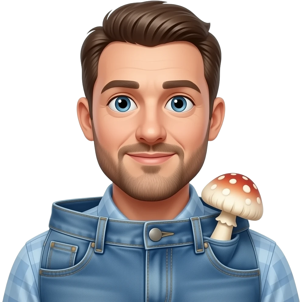 man with large mushroom sticking out of his pants emoji