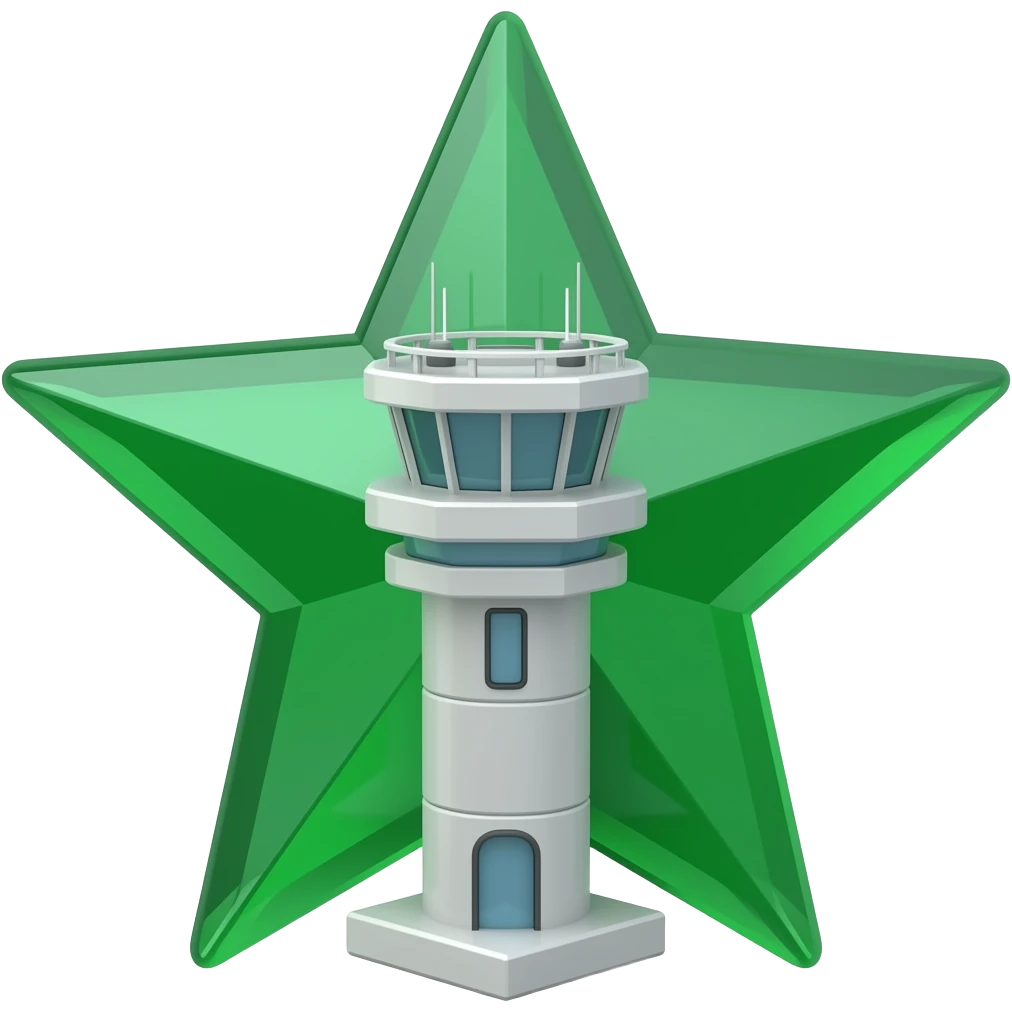 green emerald 3d star with atc tower emoji