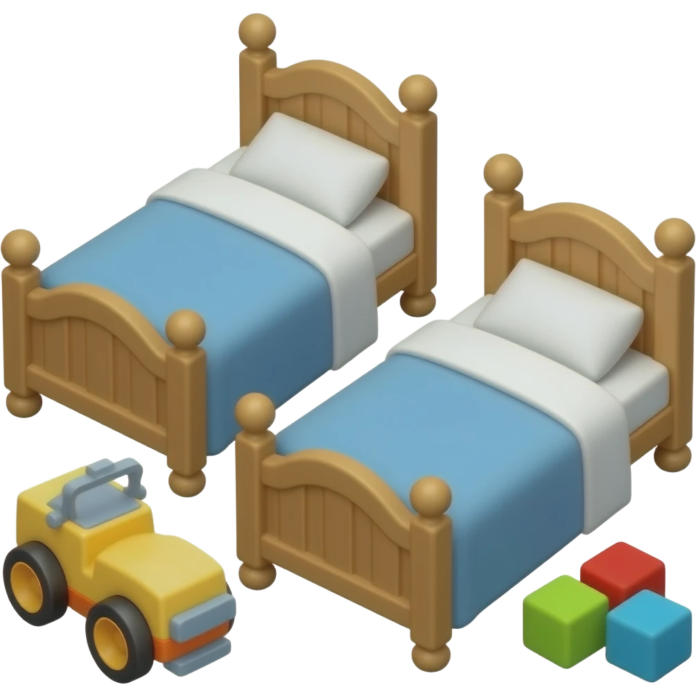 2 bed and toys white background emoji